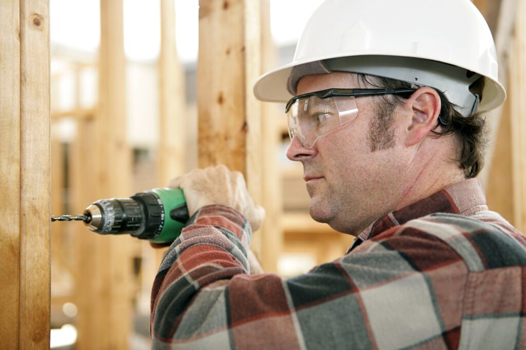 Man using protective eye wear